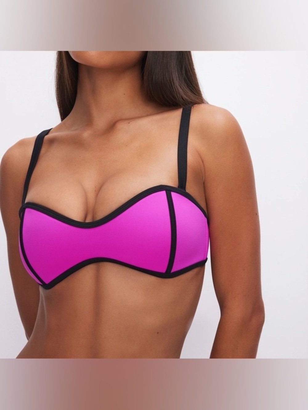 NEW Good American x Body Glove Tainted Love Bikini Top Size L Flamingo Pink‎